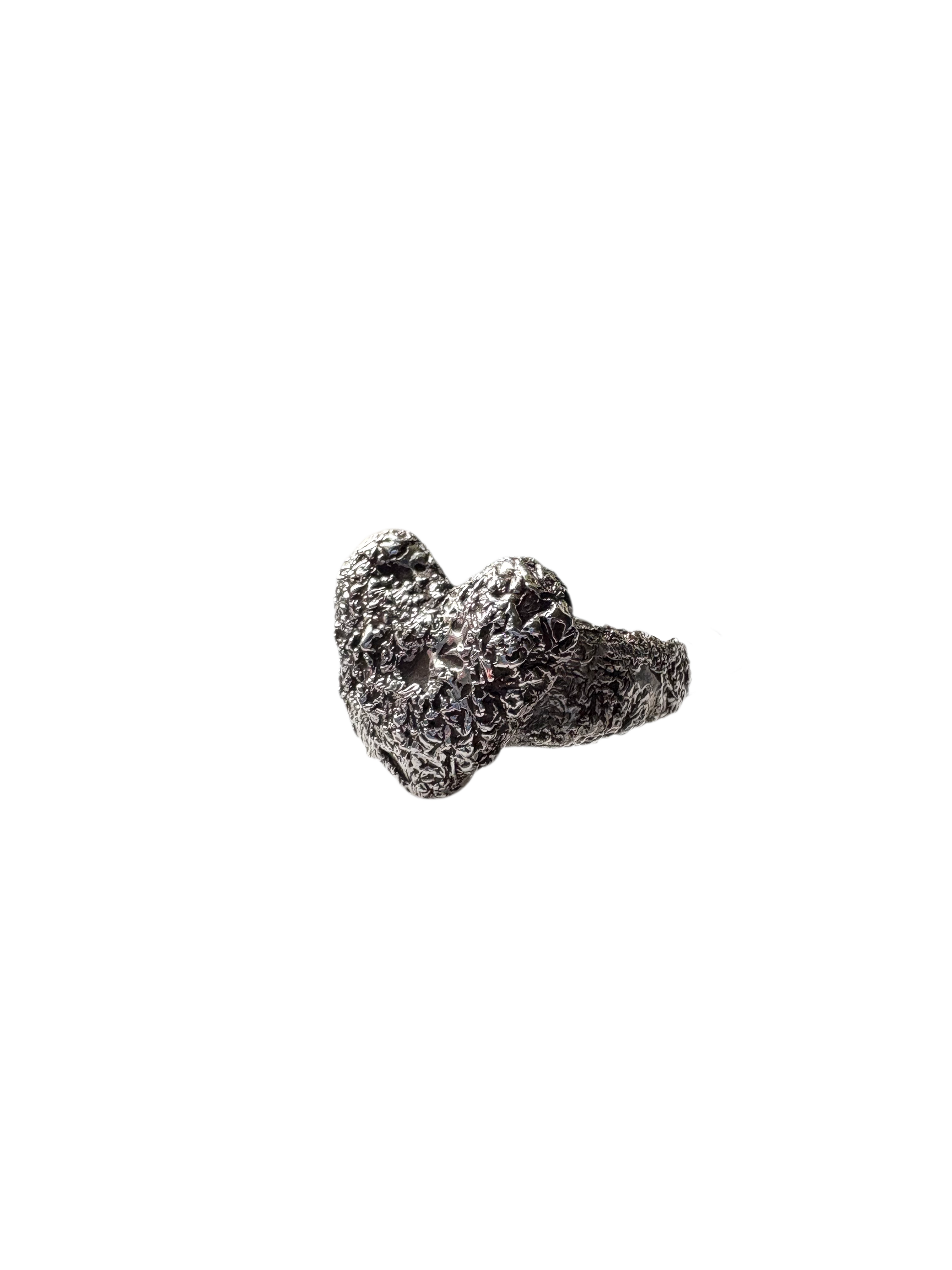 chunky textured sterling silver heart ring, handmade artisan jewellery, chunky textured ring 